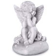 Emocio Anděl sedící sádrový lakovaný šedý 60 x 80 mm