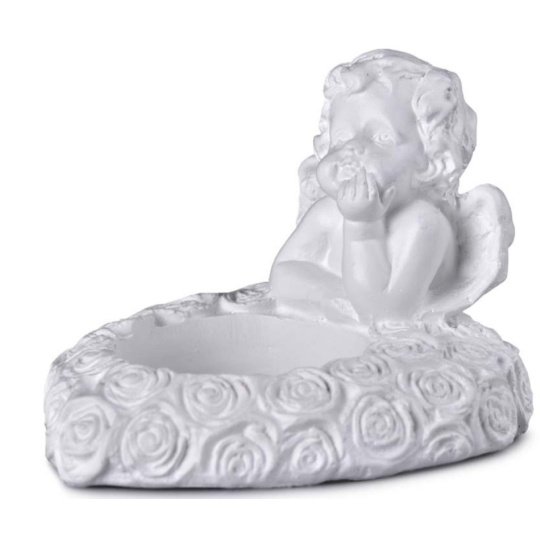 Emocio Anděl sádrový na čajovou svíčku bílý 80 x 60 mm