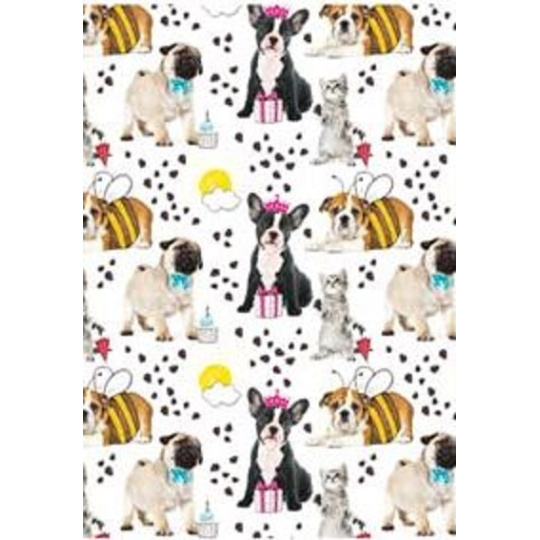 Ditipo Dárkový balicí papír 70 x 100 cm Bílý s pejsky 2 archy