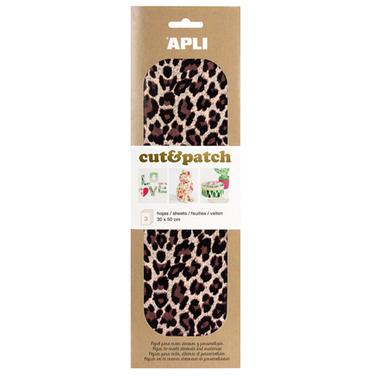 Apli Cut & Patch papír na ubrouskovou techniku Leopard 30 x 50 cm 3 kusy Apli Cut & Patch papír na ubrouskovou techniku Leopard 30 x 50 cm 3 kusy
