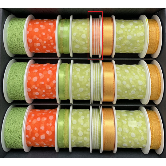 Nekupto Stuha látková oranžová bílé proužky 3,5 m x 10 mm