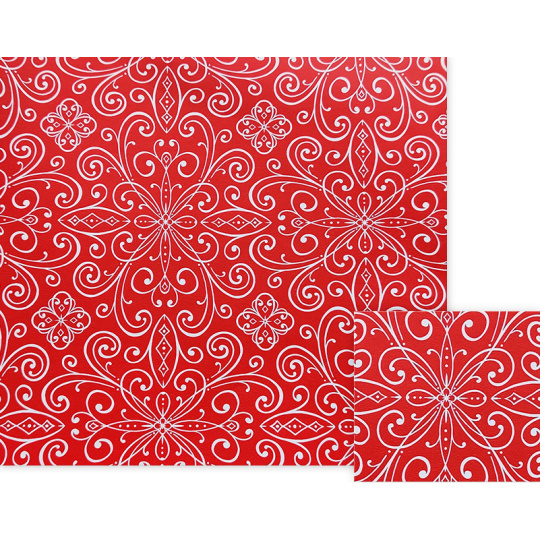 Nekupto Dárkový balicí papír 70 x 150 cm Červený s bílými ornamenty