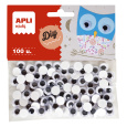 Apli Öntapadós mozgó szemek fekete kerek 10 mm 100 darab, 18253