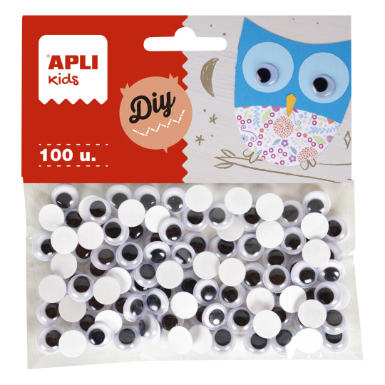 Apli Öntapadós mozgó szemek fekete kerek 10 mm 100 darab, 18253