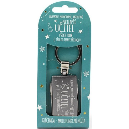 Nekupto Dárkové centrum Klíčenka, skládací nožík Nejlepší učitel 3,3 x 9,5 cm