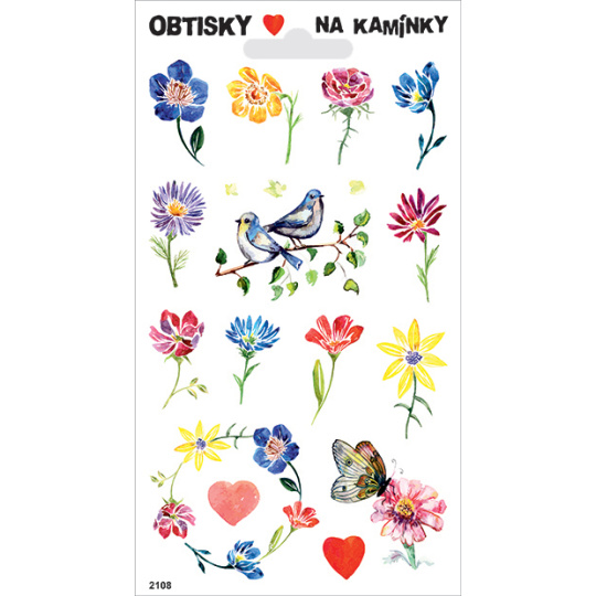 Arch Obtisky na kamínky Kytky a ptáčci 17 x 9,5 cm