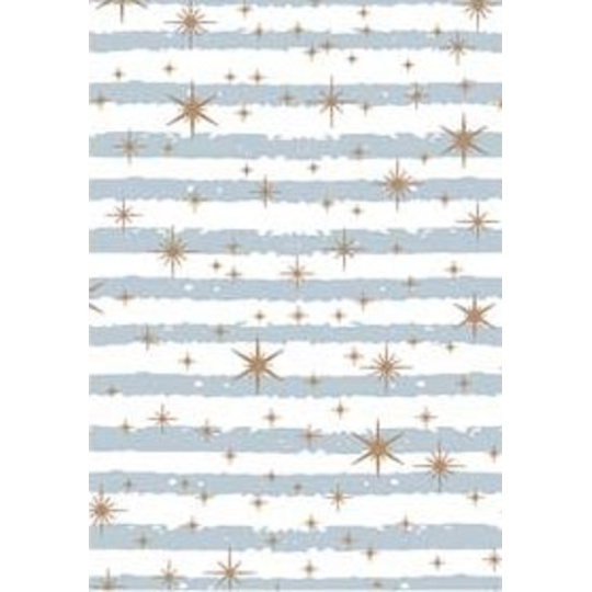 Ditipo Dárkový balicí papír 70 x 200 cm Bílý modrošedé pruhy a zlaté hvězdičky