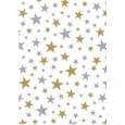 Ditipo Dárkový balicí papír 70 x 200 cm Bílý zlaté a stříbrné hvězdičky