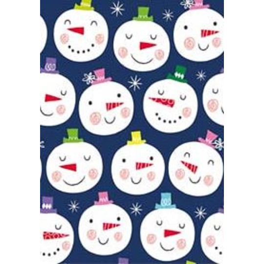 Ditipo Dárkový balicí papír 70 x 200 cm Modrý hlavy sněhuláků
