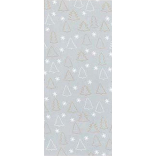 Ditipo Dárkový balicí papír 70 x 200 cm Vánoční Silent Winter světle modrý - bílé a zlaté stromky