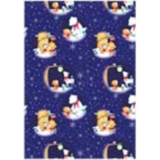 Ditipo Dárkový balicí papír 70 x 100 cm Vánoční tmavě modrý - lední medvěd, liška, zajíc 2 archy