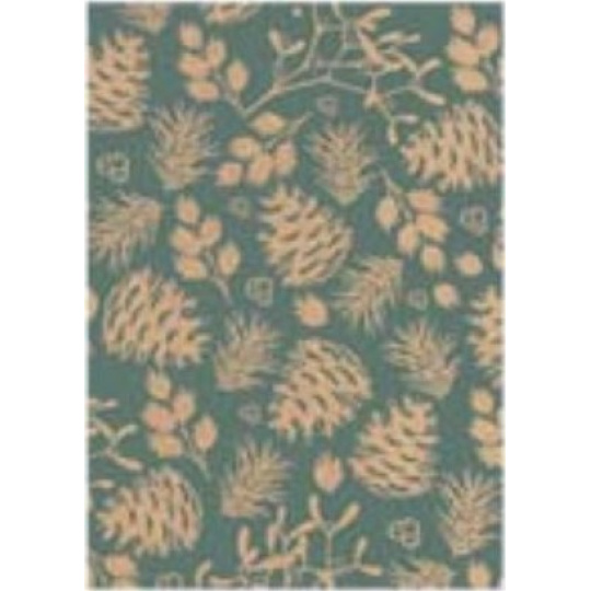 Ditipo Dárkový balicí papír 70 x 200 cm Vánoční KRAFT Zelený - béžové šišky, jmelí Ditipo Dárkový balicí papír 70 x 200 cm Vánoční KRAFT Zelený - béžové šišky, jmelí