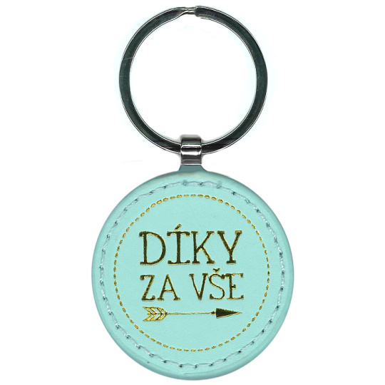 Nekupto Klíčenka kulatá z koženky Díky za vše 4,5 cm