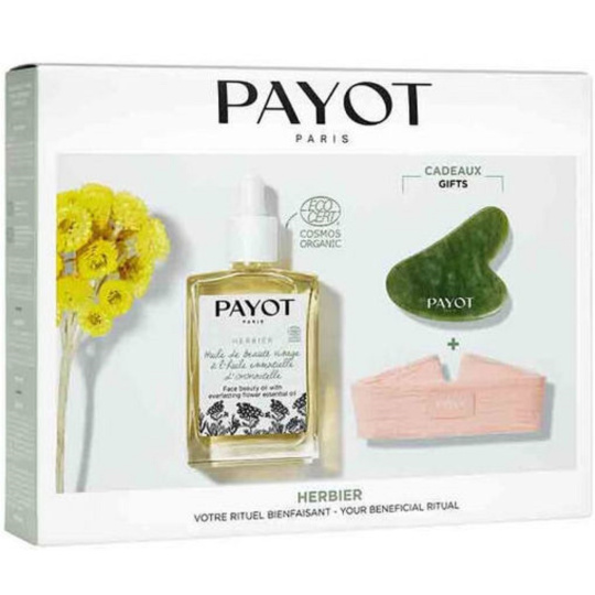 Payot Herbier Huile Dermaquillant BIO odličovací olej na obličej a oči 30 ml + růžová čelenka + Gua Sha v nefritovém kameni, kosmetická sada Payot Herbier Huile Dermaquillant BIO odličovací olej na obličej a oči 30 ml + růžová čelenka + Gua Sha v nefritovém kameni, kosmetická sada
