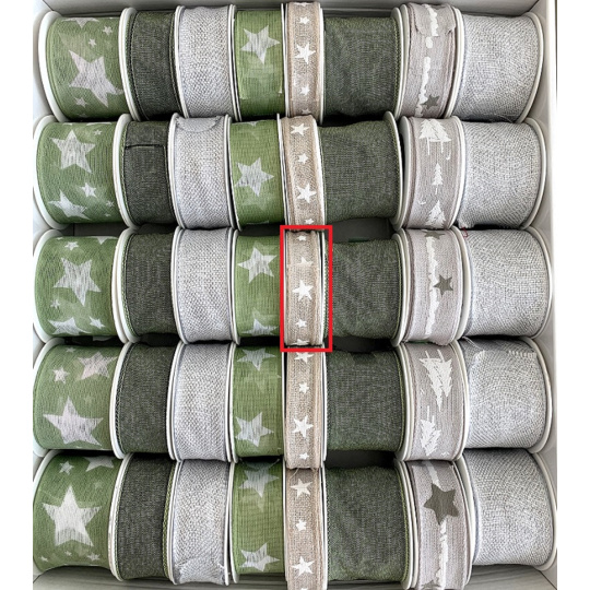 Ditipo Stuha látková s drátkem Hnědá s bílými hvězdami 4 m x 15 mm