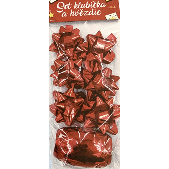 Nekupto Hvězdice 5 cm 1 kus + klubíčko 5 mm x 20 m 6 kusů, červená
