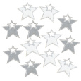 Hvězda dřevěná s lepíkem Šedá a bílá 4 cm 12 kusů