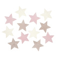 Hvězdy dřevěné růžové, hnědé a bílé 4 cm 12 kusů