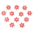 Hvězdy dřevěné s vločkou a lepíkem Červené 3 cm 12 kusů