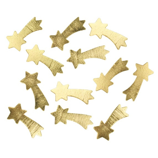 Komety dřevěné zlatá 6 cm 12 kusů