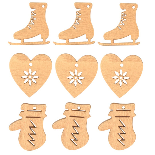 Ozdoby dřevěné s lepíkem Přírodní hnědá 3 cm 9 kusů