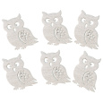 Sova dřevěná s lepíkem Přírodní 4,5 cm 6 kusů
