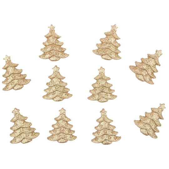 Stromek zlatý s lepíkem akrylový s glitry 3 cm 10 kusů