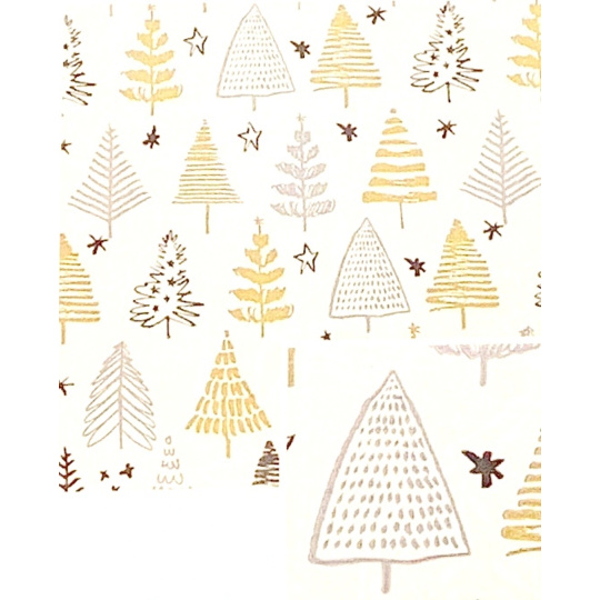 Nekupto Dárkový balicí papír vánoční 70 x 500 cm Bílý se zlatými, stříbrnými a černými stromečky Nekupto Dárkový balicí papír vánoční 70 x 500 cm Bílý se zlatými, stříbrnými a černými stromečky