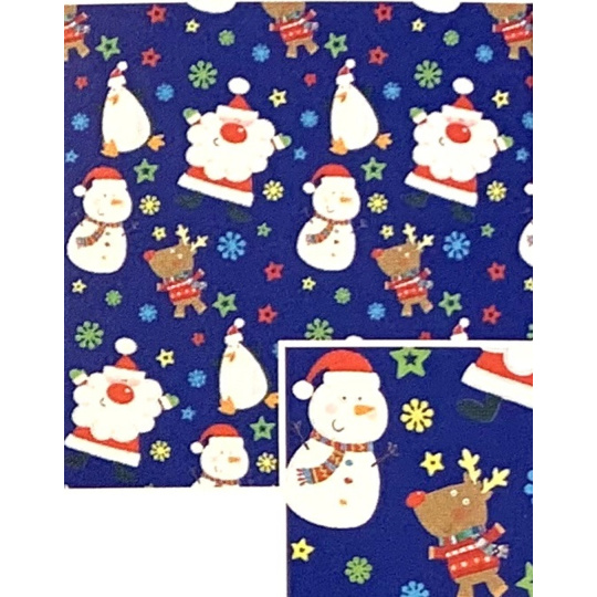 Nekupto Dárkový balicí papír vánoční 70 x 500 cm Modrý sněhuláci, tučňáci