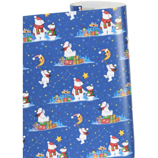 Zoewie Dárkový balicí papír 70 x 200 cm Bambini tmavě modrý - lední medvěd