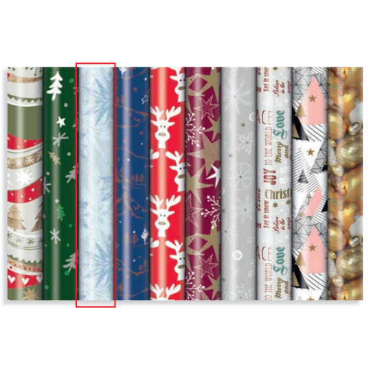 Zoewie Dárkový balicí papír 70 x 200 cm Vánoční světle modrý - modré vločky