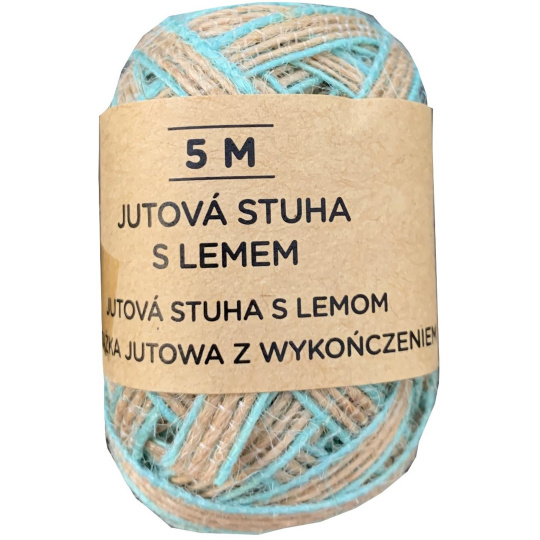 Albi Jutová stuha Přírodní s modrým lemem 5 m