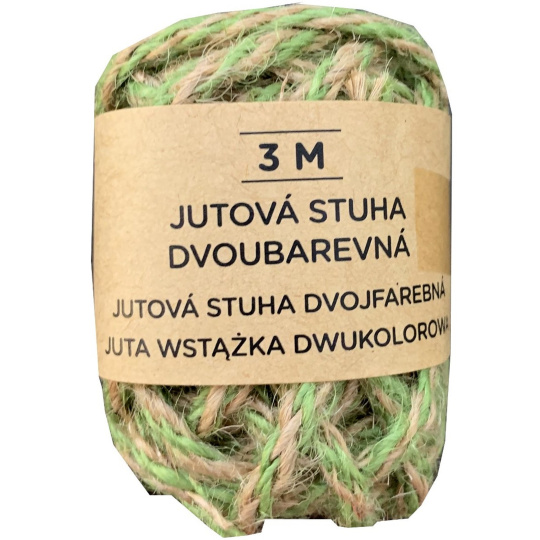 Albi Jutová stuha dvoubarevná Zelená s přírodní 3 m