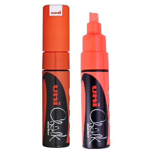 Uni Mitsubishi Chalk Marker Křídový popisovač fluo-oranžový 8 mm, PWE-8K