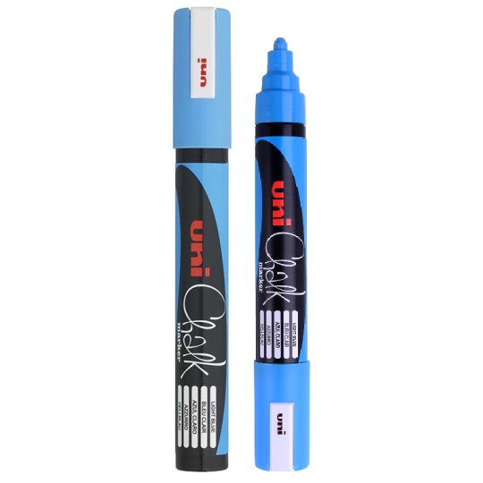 Uni Mitsubishi Chalk Marker krétamarker világoskék 1,8-2,5 mm, PWE-5M