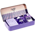 Esprit Provence Levandule toaletní mýdlo 60 g + vonný pytlík + esenciální olej 12 ml + plechová krabička s obrázkem stromu v levandulovém poli, kosmetická sada pro ženy