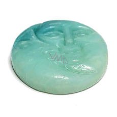 Amazonit tvář slunce a měsíc ručně vyřezávaný přírodní kámen 5 cm, kámen naděje