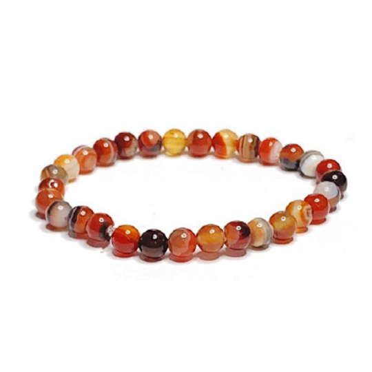 Sárga achát karkötő rugalmas természetes kő, gyöngy 6 mm / 16 - 17 cm