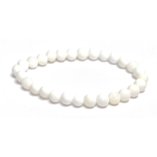 Tridacna lastura náramek elastický přírodní kámen, kulička 8 mm / 16 - 17 cm