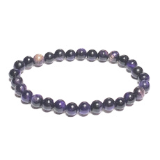Tygrysie oko fioletowa bransoletka elastyczna naturalny kamień, kuleczka 6 mm / 16 - 17 cm, kamień słońca i ziemi, przynosi szczęście i bogactwo