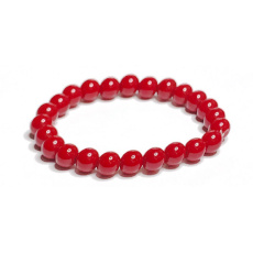 Korál červený náramek elastický přírodní kámen, kulička 8 mm / 16 - 17 cm