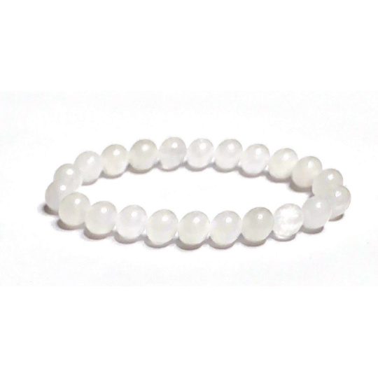 Křemen bílý náramek elastický přírodní kámen, kulička 8 mm / 16 - 17 cm, nejdokonalejší léčitel