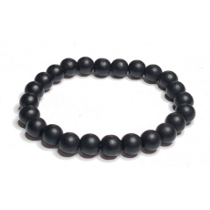 Onyx černý matný náramek elastický přírodní kámen, kulička 8 mm / 16 - 17 cm, kámen životní síly
