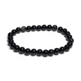 Obsidian náramek elastický přírodní kámen, kulička 6 mm / 16 - 17 cm, kámen záchrany