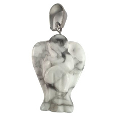 Magnezit / Howlit bílý Anděl strážný přívěsek přírodní kámen 1,7 cm 1 kus, očistný kámen