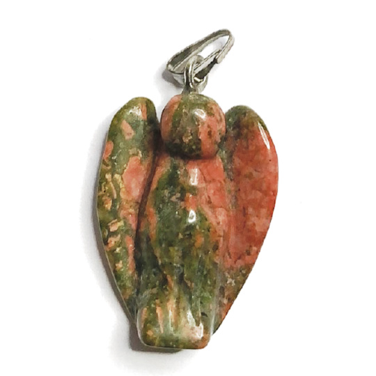 Unakit Anděl strážný přívěsek přírodní kámen ručně broušený 1,7 cm 1 kus, kámen osobního růstu a vizí