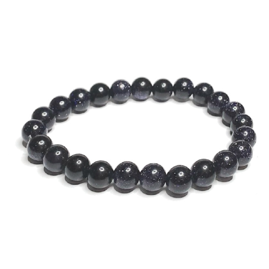 Goldstone modrý Avanturin náramek elastický, kulička 8 mm / 16 - 17 cm, kámen ambicí