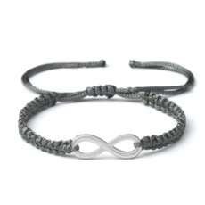Infinity - nekonečno, náramek pro štěstí, ručně vyrobený znak, stříbrná barva nastavitelný