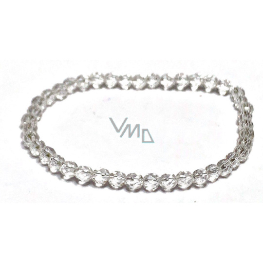 Křišťál fazet náramek elastický přírodní kámen, kulička 4 mm / 16 - 17 cm, kámen kamenů