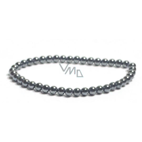 Hematit náramek elastický přírodní kámen, kulička 4 mm / 16 - 17 cm, kámen zdravé krve